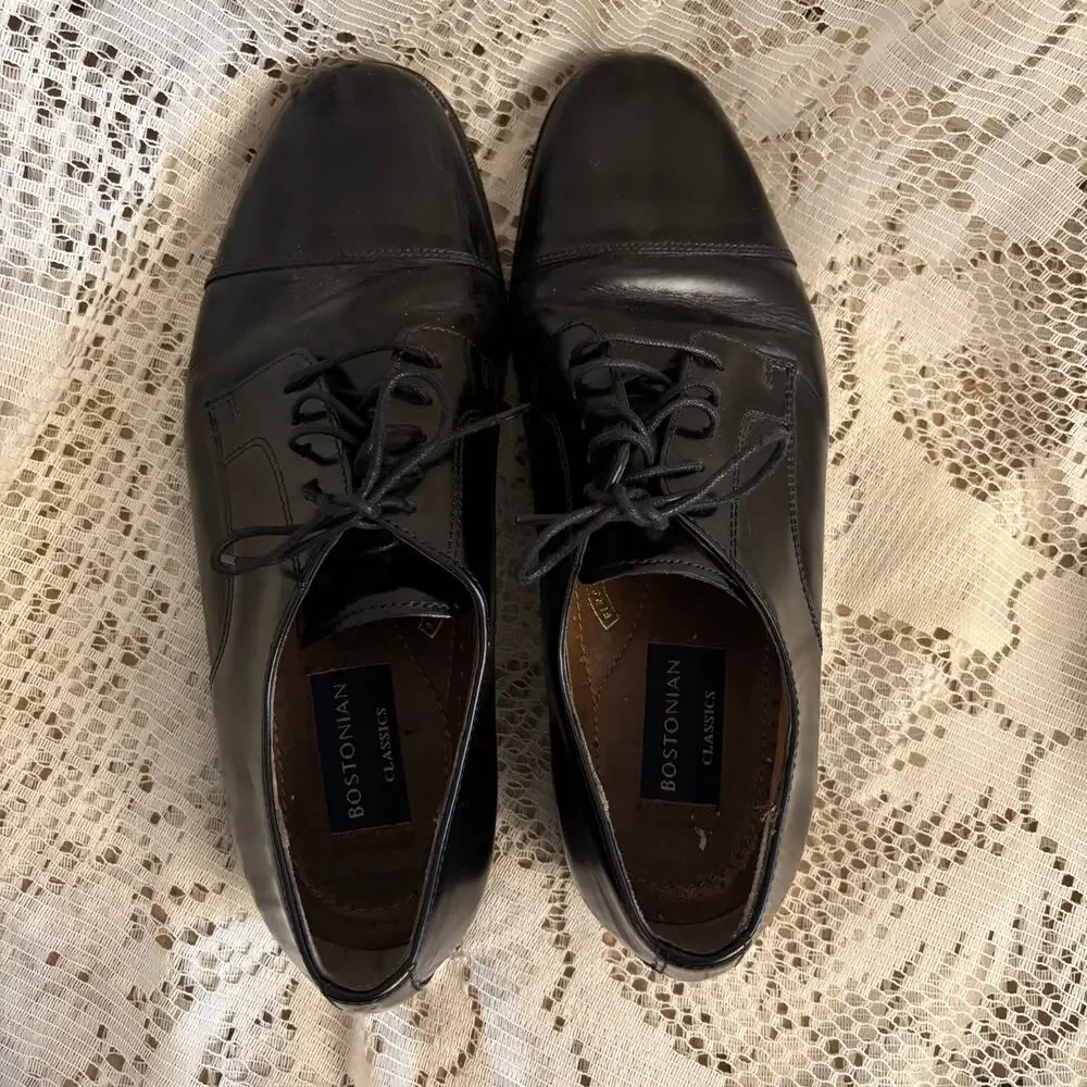 Bostonian Classics Men's US 10 M Black Leather Cap Toe Oxford Dress Shoes